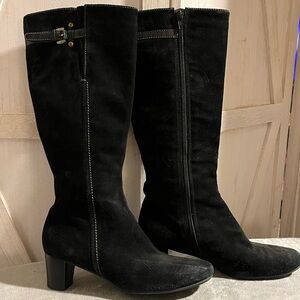 Chic Black Suede Heeled Boots